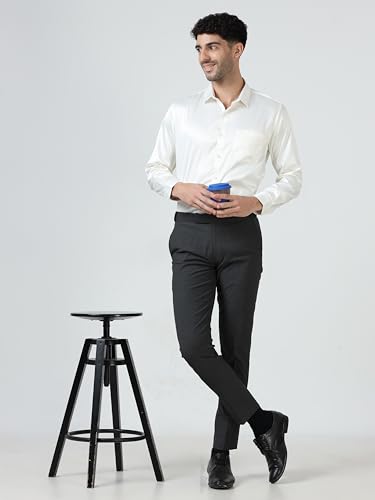 Image of Mc Henry Men's Solid Techno Flex 2-inch Waist Expandable Premium Luxurious Wrinkle Free Slim Fit Trousers