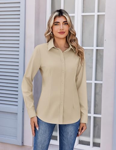 Image of Zeagoo Women's Wrinkle Free Button Down Shirts Long Sleeve Dress Shirts Collared Business Casual Blouses Tops XS-3XL