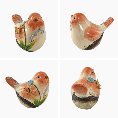 Figura de pájaro naranja de resina pintada a mano 3.2 pulg miniatura 3