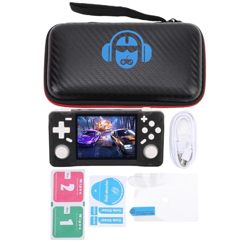 Zunate Consola de Juegos Portátil Retro con Pantalla HD de 3,5 Pulgadas y Chip RK3326 de 64 bits, Compatible con Emuladores MAME, N64, DC, GBC, SFC y (Negro Transparente)