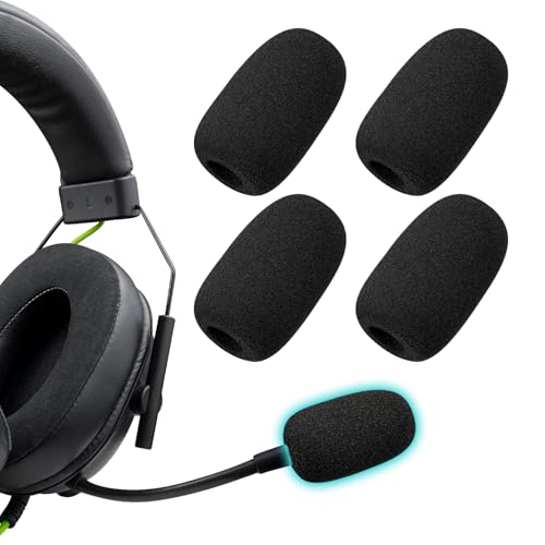 Image of SOULWIT 4Pcs Microphone Cover for Razer BlackShark V2 /V2 Pro /V2 X /V3 /V3 Pro /V3 X, Barracuda X, Kaira /Kaira Pro /Kaira X, Kraken V3 Pro Headsets, Protective Mic Foam Cover Pop Filter Windscreen - Black