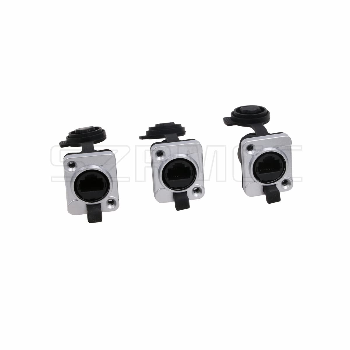 Connecteur RJ45 Montage Panneau SZRMCC CAT6/CAT5E Étanche Argenté - Coupleur Ethernet LAN Industriel Femelle Vers Femelle