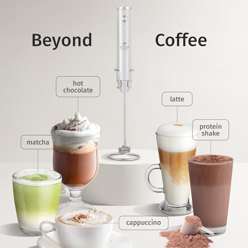 Image of Zulay Kitchen Rechargeable Milk Frother Handheld - Frother Wand, Drink Mixer, Electric Whisk Frother, for Cappuccinos, Matcha & Protein Powder - Lux Double Whisk 2 Speed Waterproof 2000mAh White