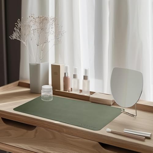 Image of AROPANA Anti-Slip Extended Mouse Pad, PU Vegan Leather Desk Mat, Computer Desk Table Protector Pad with Non-Slip Suede Base for Keyboard, Desktop, Laptop, Office (120x60CM, Deep Green)