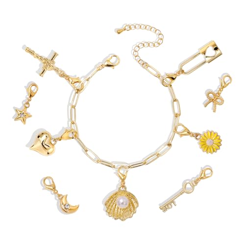 Raicegs Charm Bracelet for Women Gold Bracelet Chain Link Bracelet Summer Beach Jewelry Gift for Women - Main Image