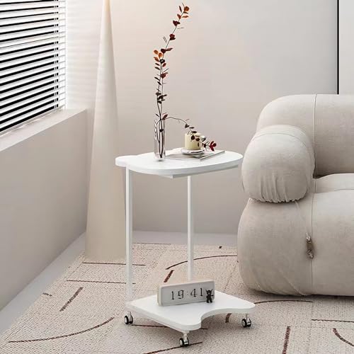 Mesa auxiliar en forma de C con estructura móvil y diseño para esquinas