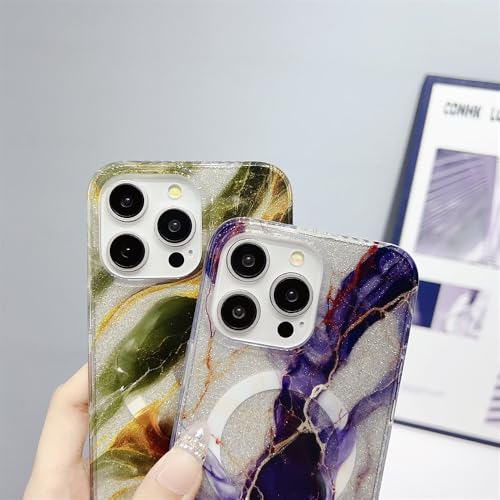 Coque antichoc iPhone 15 Plus marbre vert contre les chutes - 5