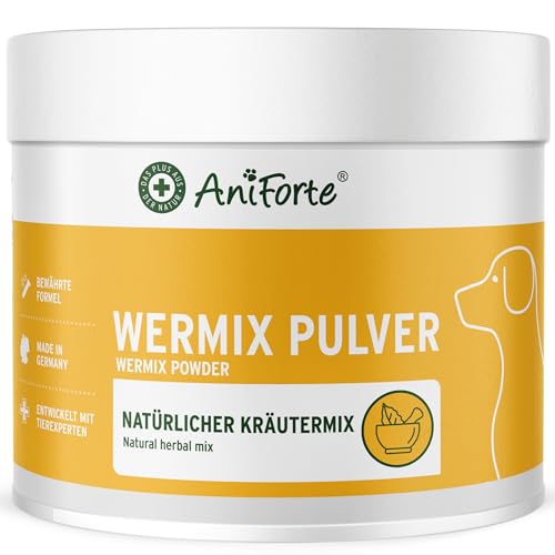 AniForte WermiX für Hunde 250g - Natürliche Kräuter, seit 10 Jahren bewährte Alternative, Unterstützung durch Saponine, Bitterstoffe, Thymian, Wermut & Salbei