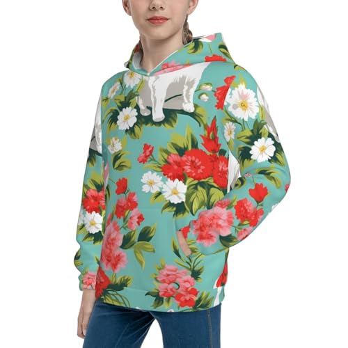 Vintage Cats and Flowers Kid Hoodies Boys Sweatshirts Girls Pullover with Pocket2