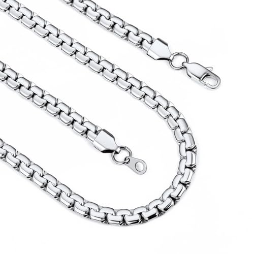 FindChic Necklace for Men, Stainless Steel Flat Link Chain, Silver/Gold/Black Chain Necklace, 2mm/4mm/6mm/8mm Width, No Tarnish & Hypoallergenic Hip H