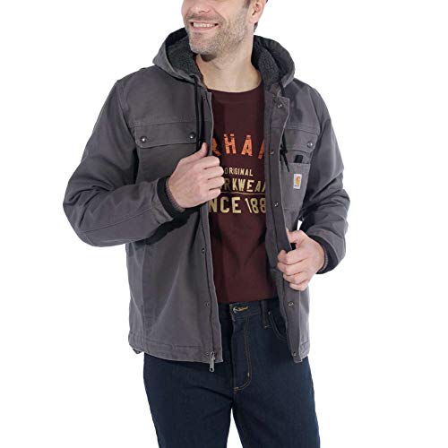 image for Carhartt Men's Relaxed Fit Washed Duck Sherpa-Lined Utility Jacket-Gra