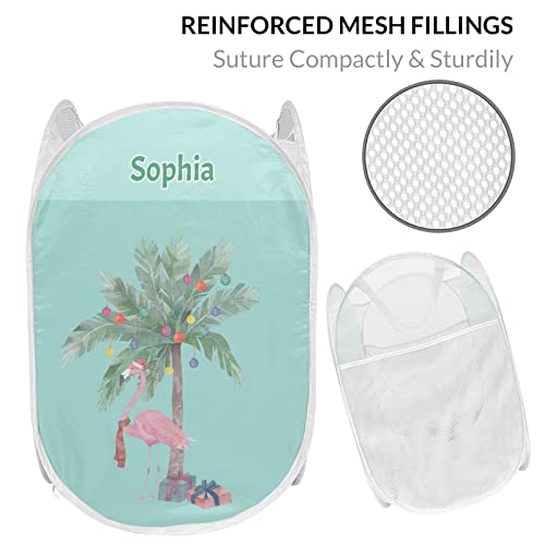 Laundry Mesh Popup Hamper Foldable Lightweight Basket For Washing Clothing Storage For Kids Room Students College Dorm Home Travel & Camping Coconut Tree Flamingo Pop-Up Clothes Hamper #TOP1