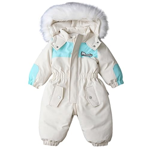 RNTOP Baby Winter Snowsuit Toddler Boys Girls Warm Coat Infant Hoodie Jumpsuit Romper Ski Suits (White, 12-18 Months)