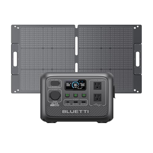 BLUETTI Portable Power Station AC2A with 100W Solar Panel, 204Wh LiFePO4 Battery Backup w/ 2 300W (600W Power Lifting) AC Outlets, Recharge to 80% in 40 Min., Solar Generator for Outdoor Camping