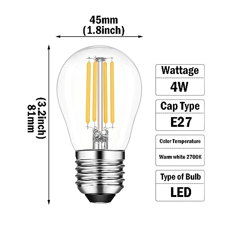 Sokkldccd E27 Screw Led Bulb Warm White, G45 Large Screw Light Bulbs, 4W ES Bulb, 40W Equilavent, 2700K, Pack of 2 - Image 2