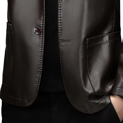 Chaqueta de cuero para hombre estilo casual con bolsillos miniatura 4