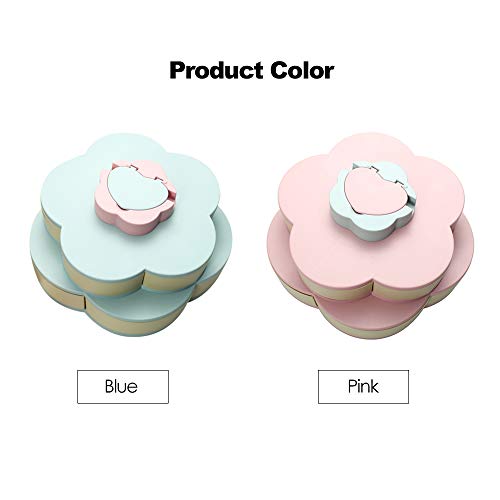 Splenssy Dubbele laag snack box snoepbord bloemblad-vorm roterende snack tray double-deck gedroogde fruitborden… - Image 8