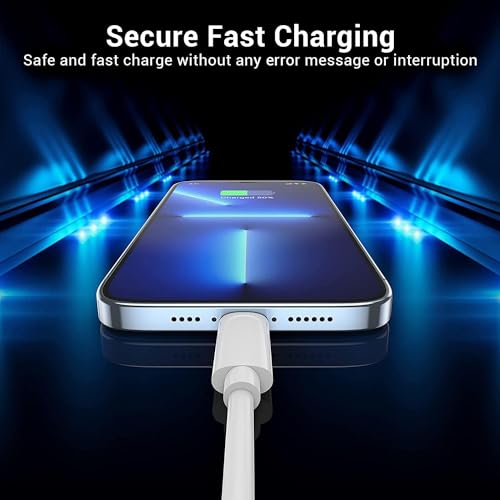 Image of Marchpower USB to Lightning Cable, Fast Charging and Data Sync Cable Compatible for iPhone 14,13, 12,11, X, 8, 7, 6, 5, iPad Air, Pro, Mini, Fast Charging Lightning Cable, (Pack of 1) - White