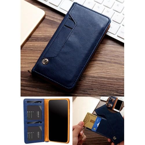 Image of ClickCase for Oppo Reno 14 5G Flipper Series Leather Wallet Flip Case Kick Stand with Magnetic Closure Flip Cover for Oppo Reno 14 5G (Blue)