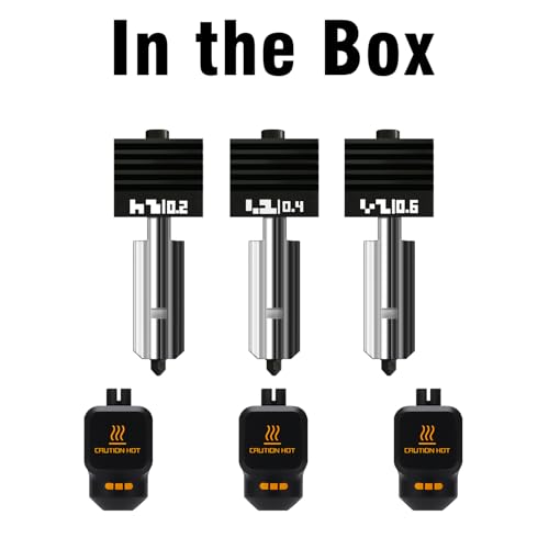3-Pack 0.2MM+0.4MM+0.6MM P2S Hotend kit for Bambu lab P2S/H2D/H2S/H2C, Extruder Include Hardened Steel Nozzle and electroplated Heating Block for bambus 3D Printer Accessories