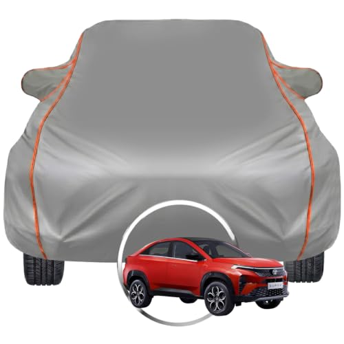 Image of Pivalo Car Cover for Tata Curvv All Model & Year | 100% Waterproof All-Weather UV & Paint Protection | Premium 3-Layer Fabric | Triple Stitched with Reflective Piping (Grey)