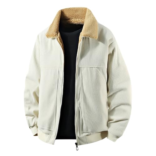 Veste velours côtelé homme col sherpa aux finitions classiques haut de gamme