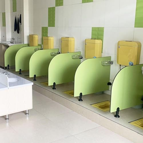 2pcs Kid Toilet Privacy Dividers Green Urinal Baffles 27.5x23.6in Escuela Kindergarten Reparticiones de baño Diseño Seguro Redondeado