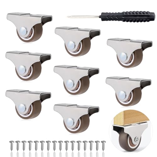 YSDMY Mini Roulettes Pour Meubles 25mm - 8 Pièces Silencieux en Caoutchouc, Roulette Fixe de Transport, Charge Lourde Jusqu'à 96 KG