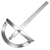 Maylatte Winkelmesser aus Edelstahl 0-180°, 150mm Präzisions-Goniometer mit Feststellschraube – Robuster Winkelmesser Metall Gradmesser mit Lineal-Skala für Tischlerei, Schule, DIY, Malerei & Technisc
