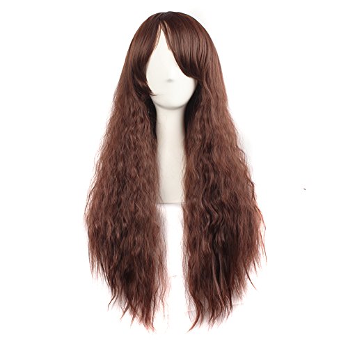 Brown corn curls entire roll length ladies fashion wig