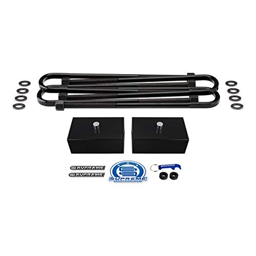 Supreme Suspensions - 2" Rear Leveling Lift Kit For 2017-2022 Ford F250 F350 Super Duty 2WD 4WD | T6 Billet Aluminum Lift Blocks + Forged Flat-Top U-Bolts