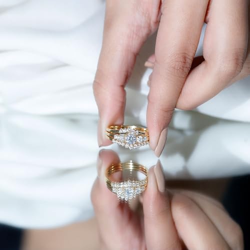 Certified Moissanite 3 Piece Wedding Ring Set, D-Vs1 Quality, Moissanite Designer Engagement Ring With Wedding Bands4