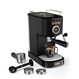 Princess Máquina de Espresso, 1100W, 20 Bares, Calentador de Tazas, Boquilla de Vapor, Depósito 1,2L, Para Café Molido y Cápsulas, Fácil de Limpiar, Apagado Automático, 01.249417.01.001