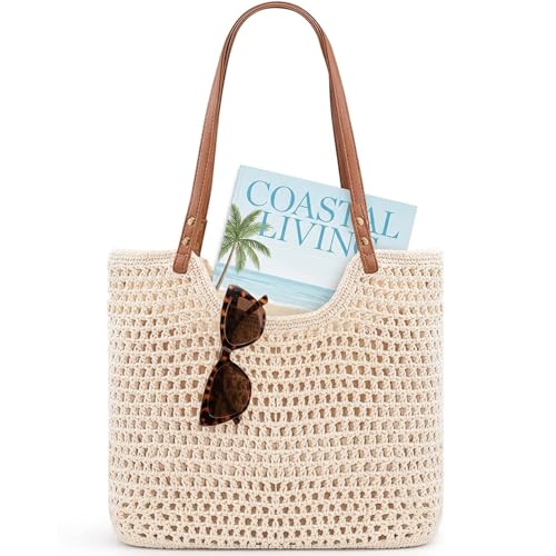 Bolso tejido tipo tote para mujer con cremallera y forro miniatura 1