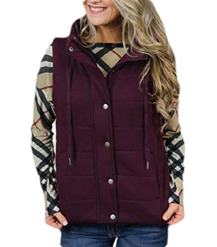 Abeaicoc Womens Quilted Zipper Puffer Vest Stand Collar Gilet Winter Pockets Down Vest 1 US 2XL