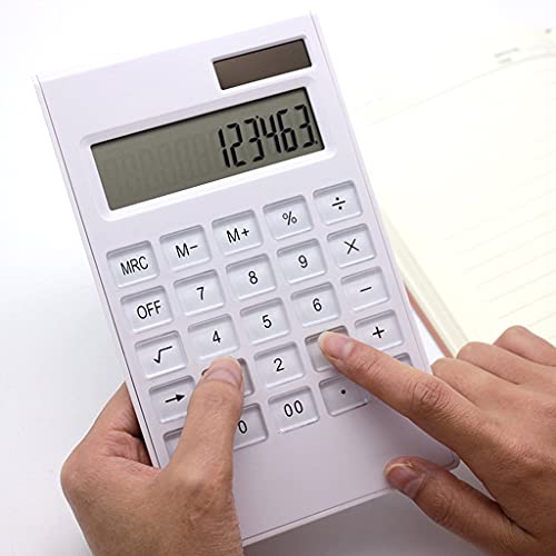 Calcolatrice da Tavolo con Display Grande a 12 cifre Pulsanti in Cristallo a Doppia Alimentazione e Batteria Sottile Contatore di Base per l'home Office