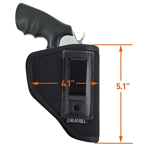 Creatrill Inside The Waistband Holster | Fits Most J Frame Revolvers / Ruger LCR / Smith & Wesson Body Guard / Taurus / Charter / Most .38 Special Type Guns | Gun Concealed Carry IWB or OWB Holster