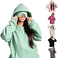 Built-in Eye Mask: This hoodie features a soft, fitted eye mask seamlessly integrated into the oversized hood, effectively blocking out light and distractions whether you're flying, commuting, or just relaxing Multiple Pockets: Includes two zippered ...