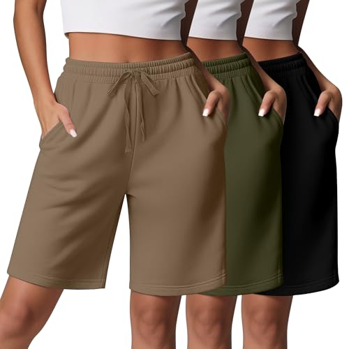 La mejor selección de Shorts y bermudas para Mujer los 10 mejores. 43 Locoowai 3 piezas de pantalones cortos de secado rápido para mujer, bermudas de cintura alta, pantalones cortos para yoga, cordón atlético con bolsillo, Negro, verde militar,...
