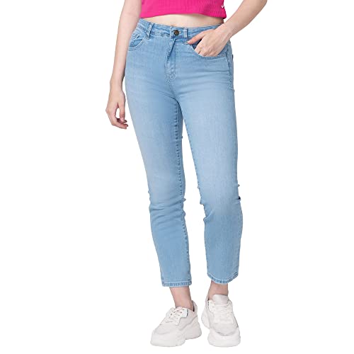 Image of Spykar Women's High Rise Cotton Slim Straight Fit Ankle Length Jeans (Emma)