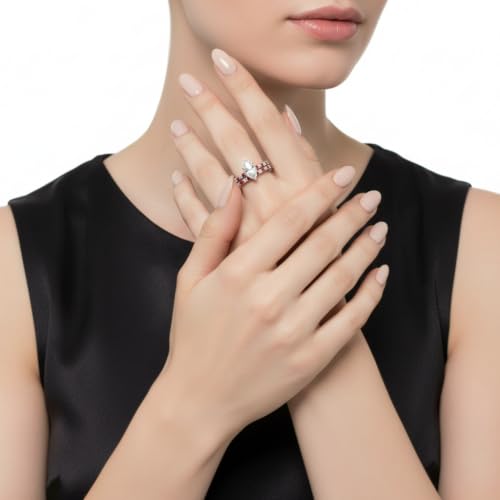 Image of 55Carat Choose Your Gemstone Marquise Shape 14k Rose Gold Plated Classic Delicate Diamond CZ Handmade Fashion Jewelry Party Wear Daily Wear Ornament Gifts for Wife Wedding Ring Sets : US Size 4 to 12