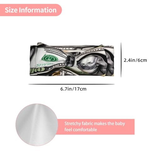 Banknote Patterns Baby Bow Headband. Comfortable baby headband, suitable for daily wear and photo props.3