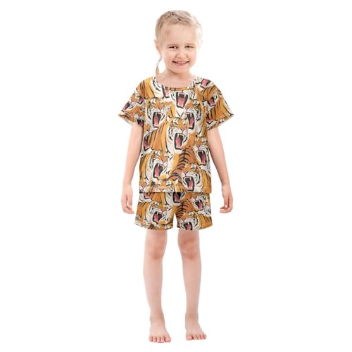 Little Boys Girls Sleepover Pajama Set Short Pjs Pyjamas Set for Teens Loungewear 12Y Colorful Cartoon Animal Tigers pijama para jovenes hombres3