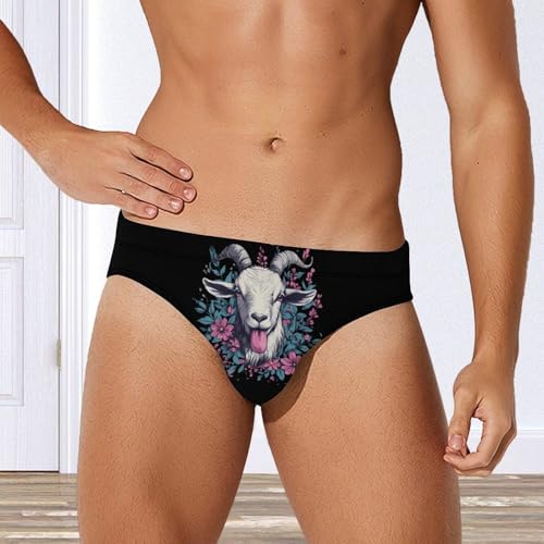 Goat Floral Wildflowers Men's Swimsuit Bikini Briefs Swim Underwear Stretchy Swimwear2