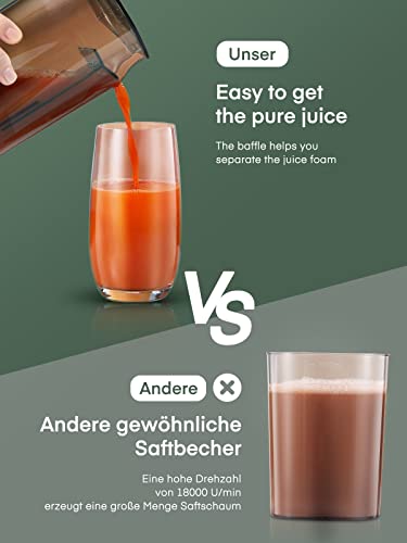 HOUSNAT Entsafter Gemüse und Obst, Max 800W Juicer Machine aus Edelstahl mit 3 Geschwindigkeitsstufen, 65mm Großem Mund Zufuhrschacht Zentrifugal Entsafter, Leicht zu Reinigen, BPA-frei, 400W – Bild 5