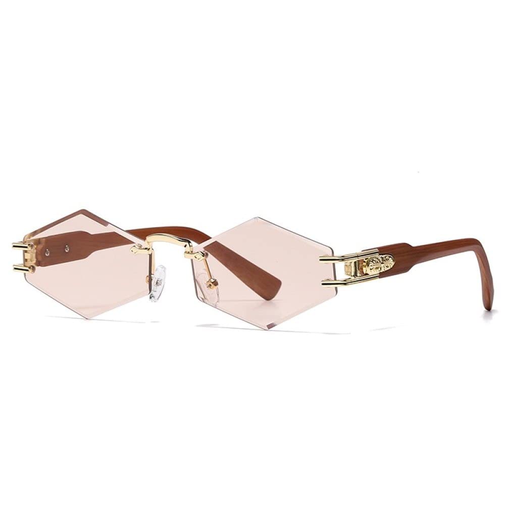 Gafas de sol de diseñador para mujeres y hombres Gafas con forma de hexágono sin montura Tonos