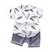 TinaDeer 2-teiliges Bekleidungsset Baby Kleinkind Kinder Jungen Sommer Kleidung Outfit Feder Druck Kurzarm Hemd Top + Shorts Kleidung Sets Strand Babyset für 0-3 Jahre