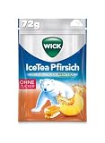 WICK Hustenbonbons IceTea Pfirsich mit Menthol ohne Zucker – 1 x 72 g