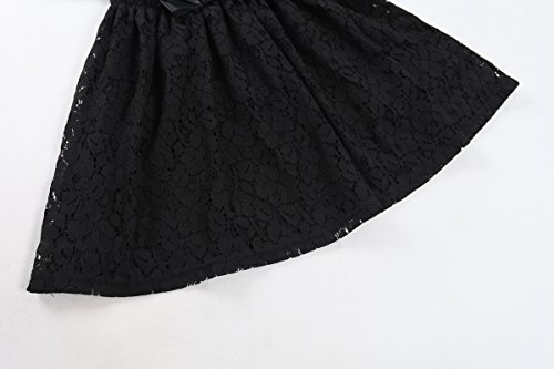 Bonny Billy Girl's Casual Satin Lace Dress with Black Bow4