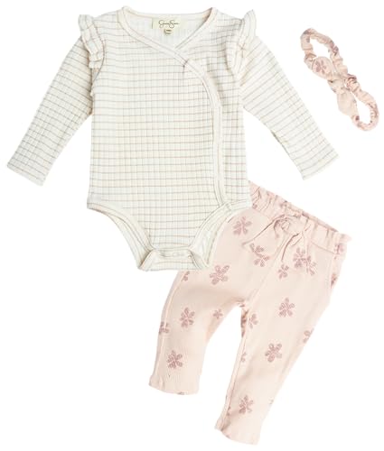 Image of Jessica Simpson Baby Girls' Pants Set – Cute Ruffle Bodysuit and Pants – Trendy Baby Outfit for Newborns and Infants (0-24M)